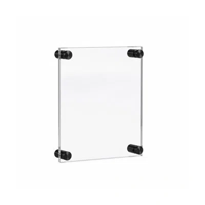 Azar Displays Floating Acrylic Wall Frame With Black Stand Off Caps: 8" X 10" Graphic Size, Overall Frame Size: 12 In Clear;black