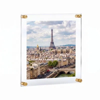 Azar Displays Floating Acrylic Wall Frame With Gold Stand Off Caps: 16" X 20" Graphic Size, Overall Frame Size: 20 In Clear;gold