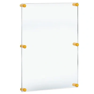 Azar Displays Floating Acrylic Wall Frame With Gold Stand Off Caps: 30" X 40" Graphic Size, Overall Frame Size: 34 In Gold,clear