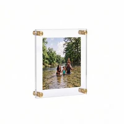 Azar Displays Floating Acrylic Wall Frame With Gold Stand Off Caps: 8" X 10" Graphic Size, Overall Frame Size: 12" In Clear;gold
