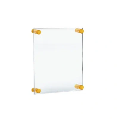 Azar Displays Floating Acrylic Wall Frame With Gold Stand Off Caps: 8.5" X 14" Graphic Size, Overall Frame Size: 1 In Black,clear