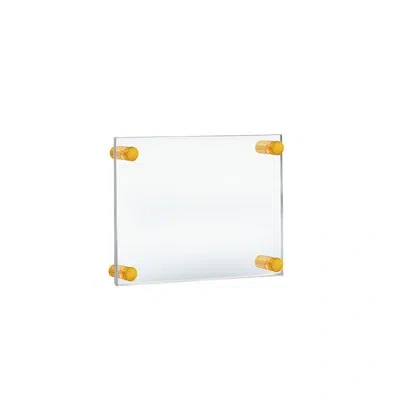 Azar Displays Floating Acrylic Wall Frame With Gold Stand Off Caps: 8.5" X 5.5" Graphic Size, Overall Frame Size:  In Black,clear