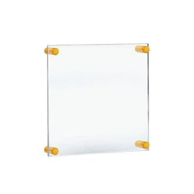Azar Displays Floating Acrylic Wall Frame With Gold Stand Off Caps: 9" X 12" Graphic Size, Overall Frame Size: 13" In Black,clear