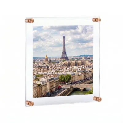 Azar Displays Floating Acrylic Wall Frame With Rose Gold Stand Off Caps: 16" X 20" Graphic Size, Overall Frame Siz In Clear