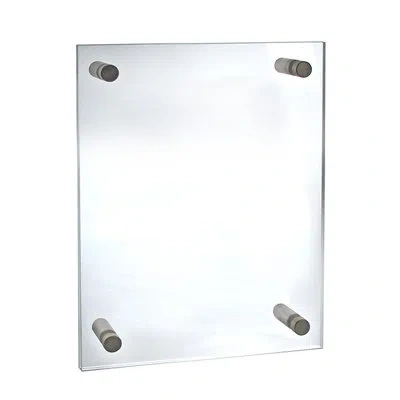 Azar Displays Floating Acrylic Wall Frame With Silver Stand Off Caps: 11" X 17" Graphic Size, Overall Frame Size:  In Clear
