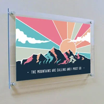 Azar Displays Floating Acrylic Wall Frame With Silver Stand Off Caps: 18" X 24" Graphic Size, Overall Frame Size:  In Clear