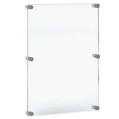 Azar Displays Floating Acrylic Wall Frame With Silver Stand Off Caps: 24" X 36" Graphic Size, Overall Frame Size:  In Silver,clear