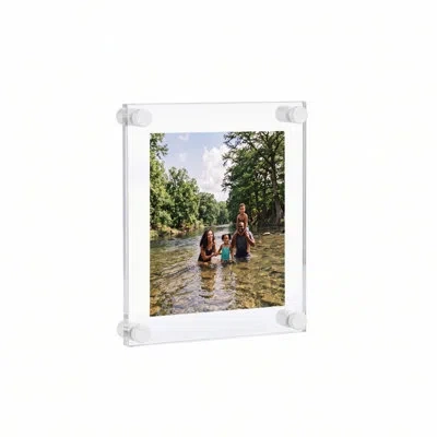 Azar Displays Floating Acrylic Wall Frame With White Stand Off Caps: 8" X 10" Graphic Size, Overall Frame Size: 12 In White;clear