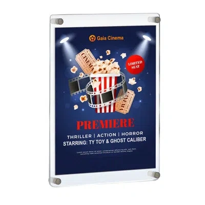 Azar Displays Floating Styrene Wall Frame With Rounded Edges, Silver Stand Off Caps: 22" X 28" Graphic Size, Overa In Clear