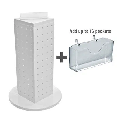 Azar Displays Four-sided, 16 Pocket, Revolving Pegboard Gift Card Kit For Countertop