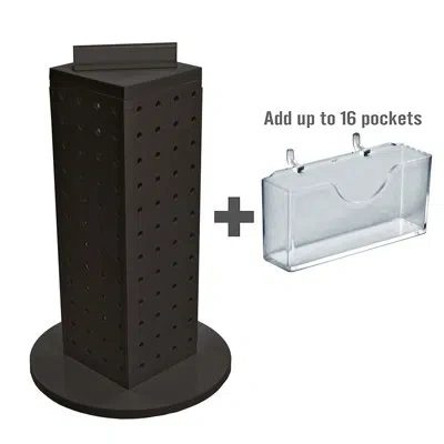 Azar Displays Four-sided, 16 Pocket, Revolving Pegboard Gift Card Kit For Countertop