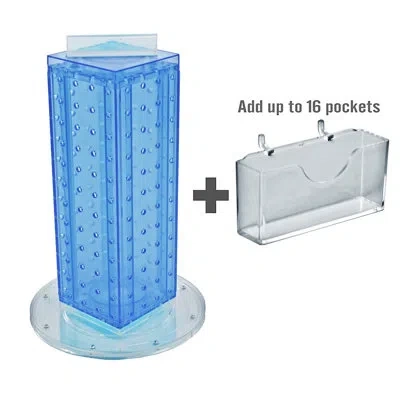 Azar Displays Four-sided, 16 Pocket, Revolving Pegboard Gift Card Kit For Countertop