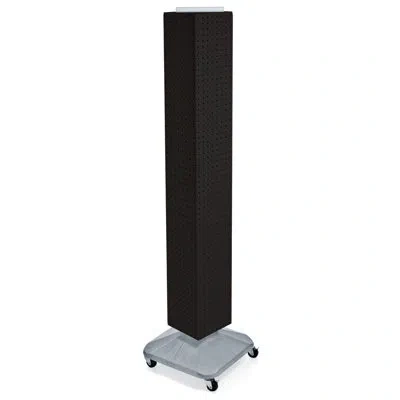 Azar Displays Four-sided Pegboard Floor Display On Wheeled Revolving Base. Spinner Rack Tower. Panel Size: 8"w X 6 In Black