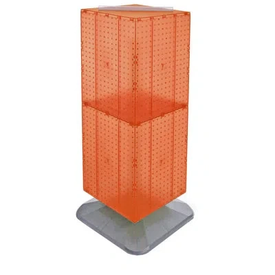 Azar Displays Four-sided Pegboard Tower Floor Display On Revolving Base. Spinner Rack Stand. Panel Size: 14"w X 40 In Orange