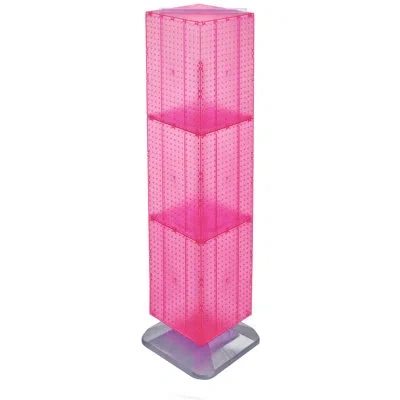 Azar Displays Four-sided Pegboard Tower Floor Display On Revolving Base. Spinner Rack Stand. Panel Size: 14"w X 60