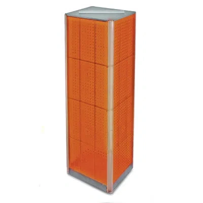 Azar Displays Four-sided Pegboard Tower Floor Display On Revolving Base. Spinner Rack Stand. Panel Size: 16"w X 60