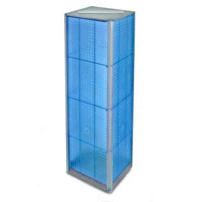 Azar Displays Four-sided Pegboard Tower Floor Display On Revolving Base. Spinner Rack Stand. Panel Size: 16"w X 60 In Blue