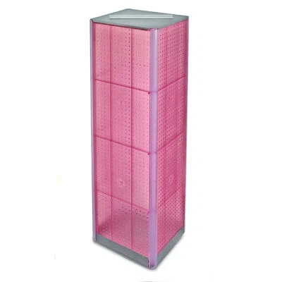 Azar Displays Four-sided Pegboard Tower Floor Display On Revolving Base. Spinner Rack Stand. Panel Size: 16"w X 60 In Pink
