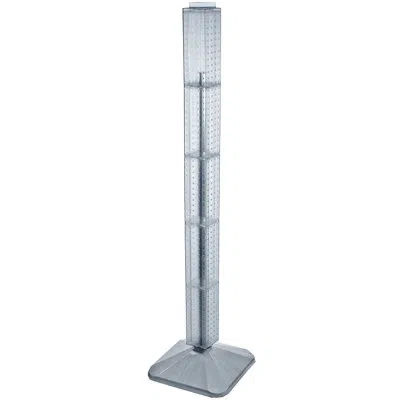 Azar Displays Four-sided Pegboard Tower Floor Display On Revolving Base. Spinner Rack Tower. Panel Size: 4"w X 60" In Clear