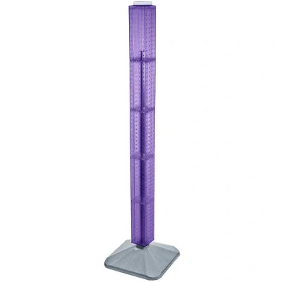 Azar Displays Four-sided Pegboard Tower Floor Display On Revolving Base. Spinner Rack Tower. Panel Size: 4"w X 60" In Purple