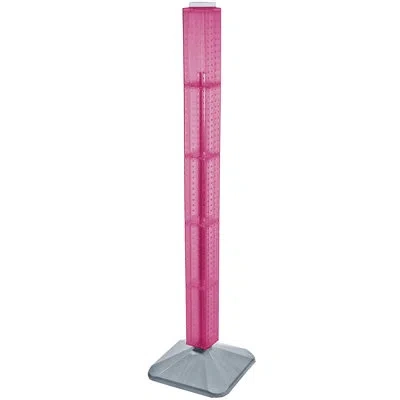 Azar Displays Four-sided Pegboard Tower Floor Display On Revolving Base. Spinner Rack Tower. In Pink