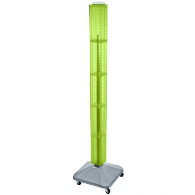 Azar Displays Four-sided Pegboard Tower Floor Display On Revolving Wheeled Base. Spinner Rack Tower. Panel Size: 4