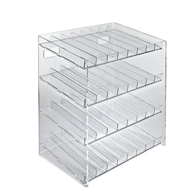 Azar Displays Four-tier 32 Compartment Display, 8-comp Per Tier. Dimensions: 12"w X 8.5"d X 14.5"h In Clear