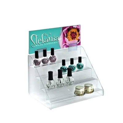Azar Displays Four-tier Shelf Counter Step Display, 12" Wide In Gray