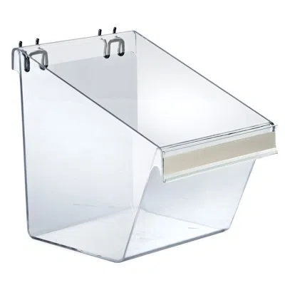 Azar Displays Large Clear Plastic Molded Bucket, Storage Container Bin For Pegboard, Slatwall, Or Counter With Lab