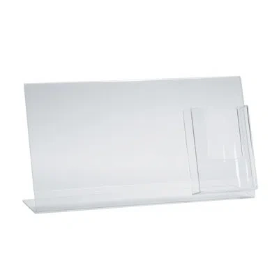 Azar Displays L-shaped Sign Holder W/ Trifold Pocket: 11" W X 8.5" H Graphic Size. Overall Frame Size: 16" W X 8.5 In Clear