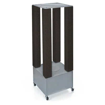 Azar Displays Multi-tower Pegboard Floor Display On Wheeled Base. Panel Size: 4"w X 48"h In Black;gray