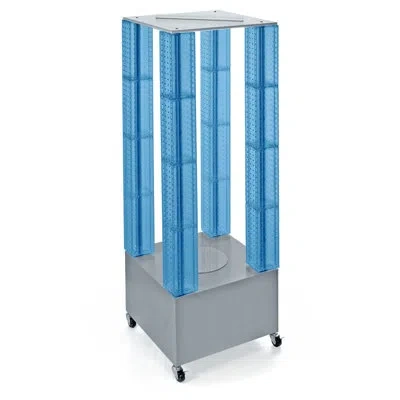Azar Displays Multi-tower Pegboard Floor Display On Wheeled Base. Panel Size: 4"w X 48"h In Blue