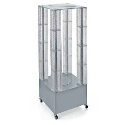 Azar Displays Multi-tower Pegboard Floor Display On Wheeled Base. Panel Size: 4"w X 48"h In Gray;clear