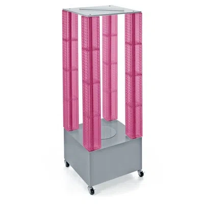 Azar Displays Multi-tower Pegboard Floor Display On Wheeled Base. Panel Size: 4"w X 48"h In Pink