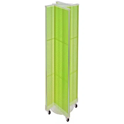 Azar Displays Pinwheel Pegboard Floor Display On Wheeled Base. Panel Size: 13.5"w X 60"h In Green