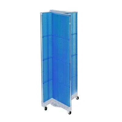 Azar Displays Pinwheel Pegboard Floor Display On Wheeled Base. Panel Size: 16"w X 60"h In Blue