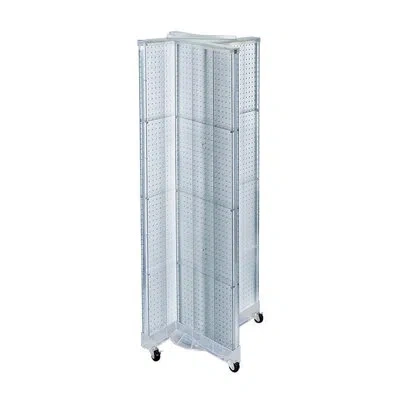 Azar Displays Pinwheel Pegboard Floor Display On Wheeled Base. Panel Size: 16"w X 60"h In Clear