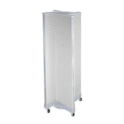 Azar Displays Pinwheel Pegboard Floor Display On Wheeled Base. Panel Size: 16"w X 60"h In White
