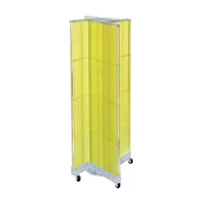 Azar Displays Pinwheel Pegboard Floor Display On Wheeled Base. Panel Size: 16"w X 60"h In Yellow