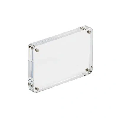 Azar Displays Premium Rounded Clear Acrylic Magnetic Photo Frame, 5" X 7"