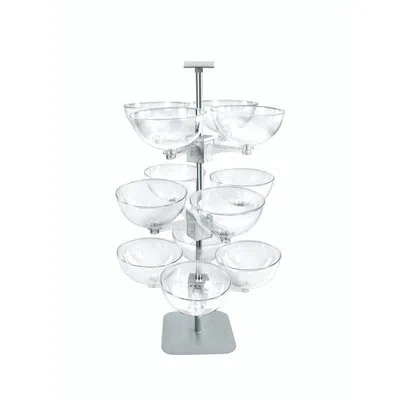 Azar Displays Quad Arm Bowl Tower 14" Diameter Plastic Bowls (12 Bowls) In Clear