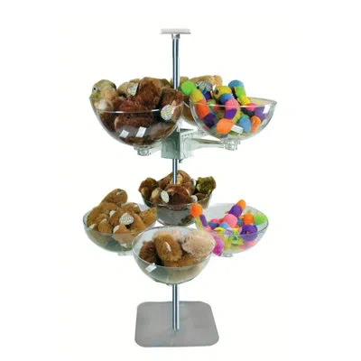 Azar Displays Quad Arm Bowl Tower 14" Diameter Plastic Bowls (8 Bowls) In Clear