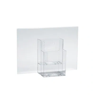 Azar Displays Sign Holder Frame W/ Two-tier Trifold Pockets: 4.125"w X 9.125"h (each) Graphic Size. Overall Frame  In Clear