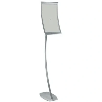Azar Displays Silver Curved Metal Frame Pedestal Floor Stand 11"w X 17"h