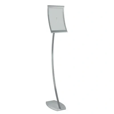 Azar Displays Silver Curved Metal Frame Pedestal Floor Stand 8.5"w X 11"h In Clear