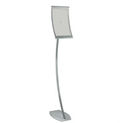 Azar Displays Silver Curved Metal Frame Pedestal Floor Stand 8.5"w X 14"h