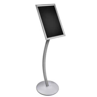 Azar Displays Silver Curved Metal Snap-frame Pedestal Floor Stand 11"w X 17"h