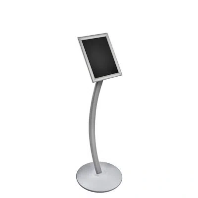 Azar Displays Silver Curved Metal Snap-frame Pedestal Floor Stand 8.5"w X 11"h In Clear