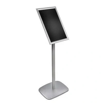 Azar Displays Silver Metal Snap-frame Pedestal Floor Stand 11"w X 17"h In Clear