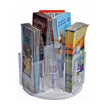 Azar Displays Six-pocket Two-tier Revolving Trifold Brochure Holder In Clear